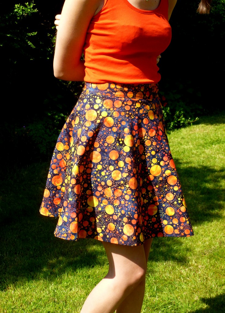 Blue and Orange batik spot wrap-around skirt