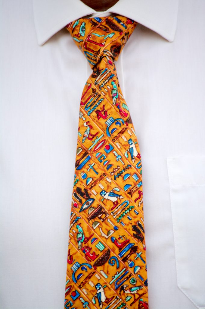 Hieroglyph design tie.